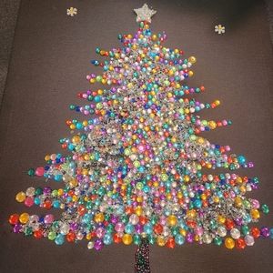 Christmas Tree on Canva Black with Rhinestones
